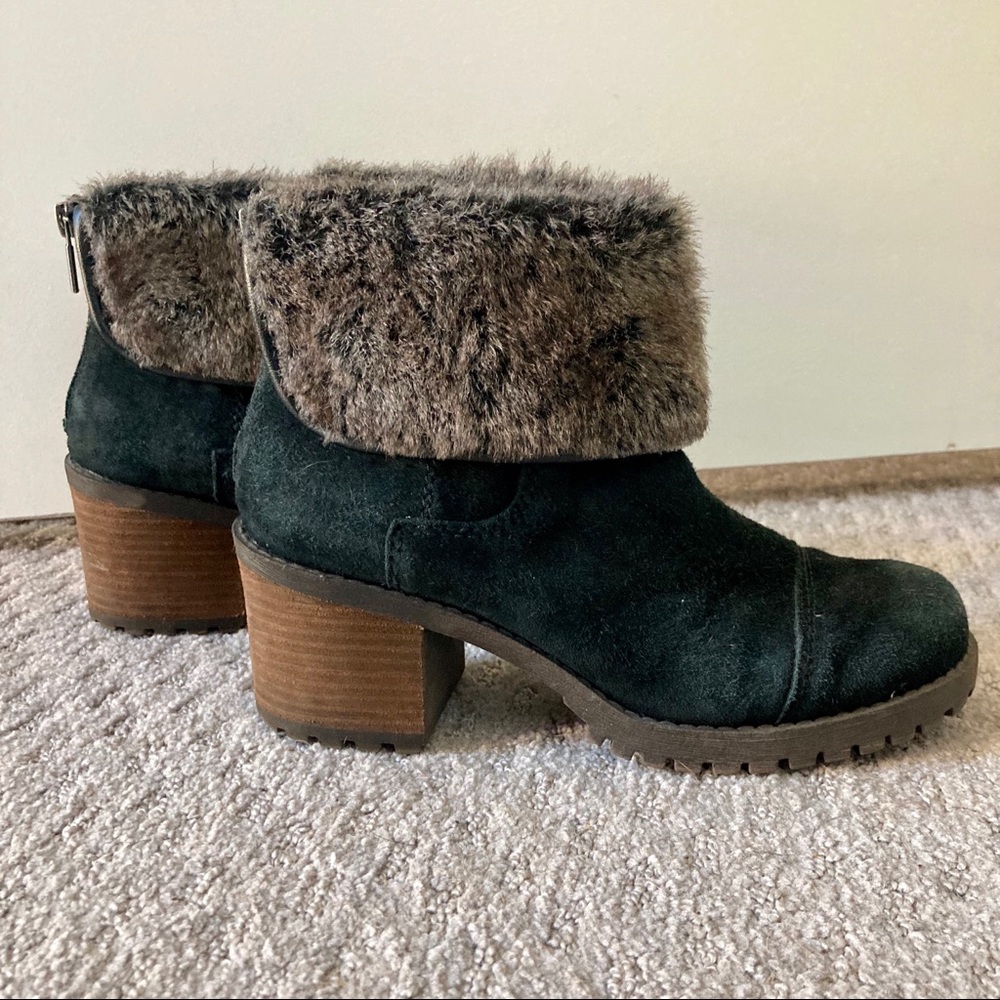 Lucky Brand Fur Block Heel Booties